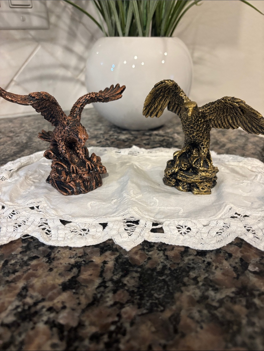 Bronze & Gold Eagle Figurine Set - Decorative eagles pair